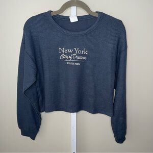 ZARA “New York City of Dreams” Waffle Knit Sweatshirt | NWT | Size 13–14 (Youth)